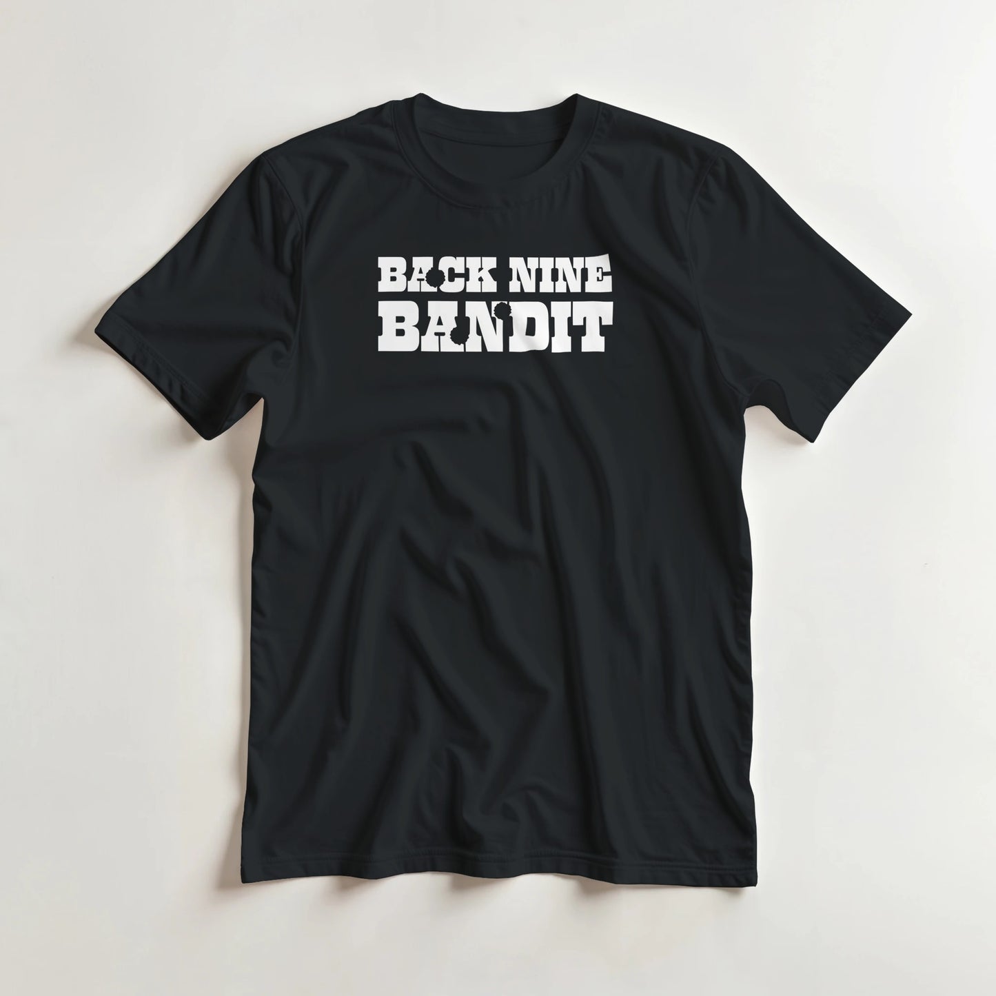 Bandit T-Shirt in Black 3XL lying on a plain floor. T-shirt is a unisex cut and 100 per cent cotton.