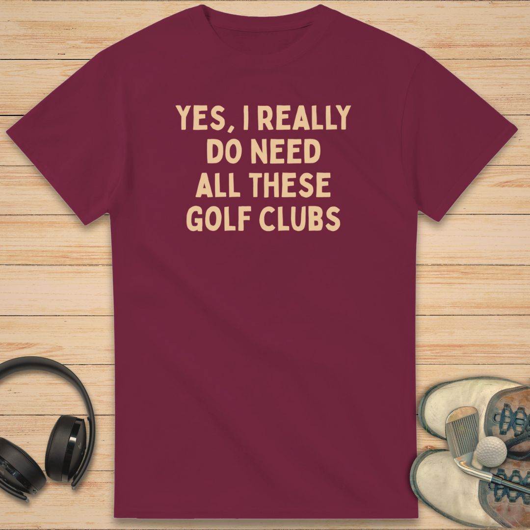 Golf Clubs T-Shirt Maroon