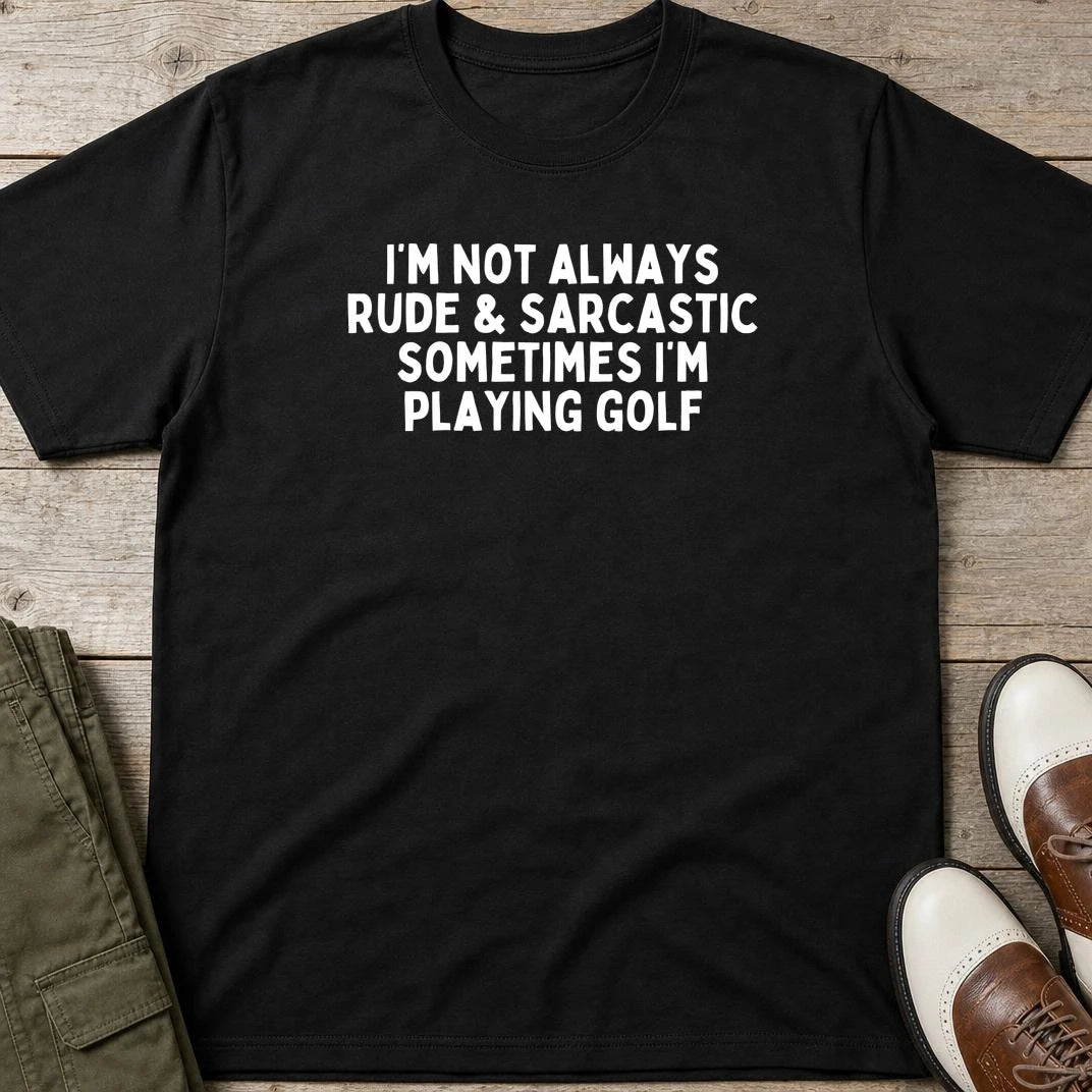 Sarcastic T-Shirt in Black lying on a plain floor. T-shirt is a unisex cut and 100 per cent cotton.