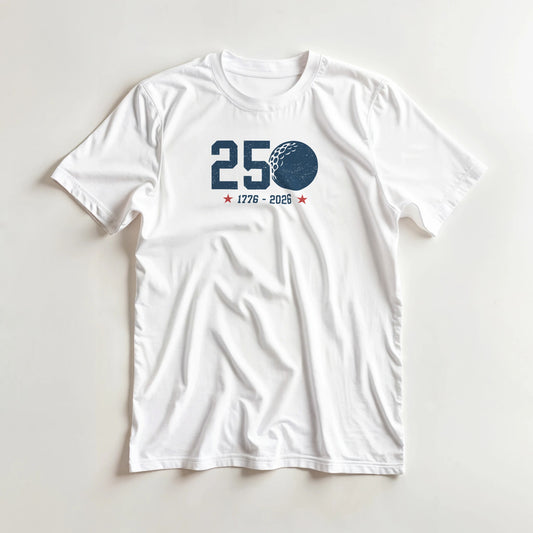 Golf 250 T-Shirt in lying on a plain floor. T-shirt is a unisex cut and 100 per cent cotton.