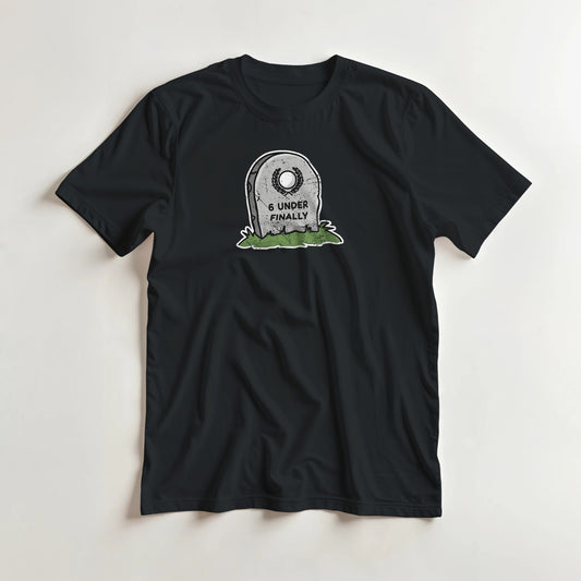 6 Under T-Shirt in lying on a plain floor. T-shirt is a unisex cut and 100 per cent cotton.