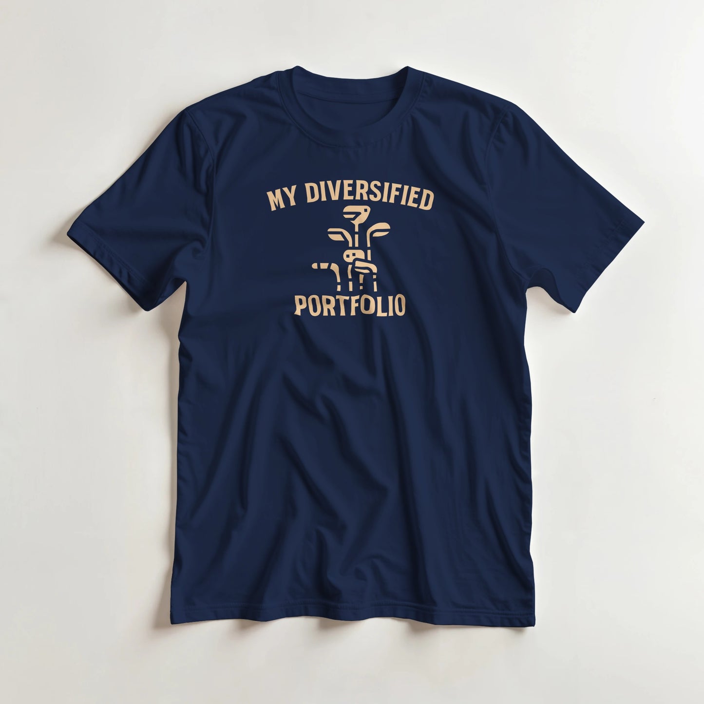 Portfolio T-Shirt in Navy 2XL lying on a plain floor. T-shirt is a unisex cut and 100 per cent cotton.