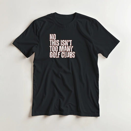 Too Many T-Shirt in Black S lying on a plain floor. T-shirt is a unisex cut and 100 per cent cotton.