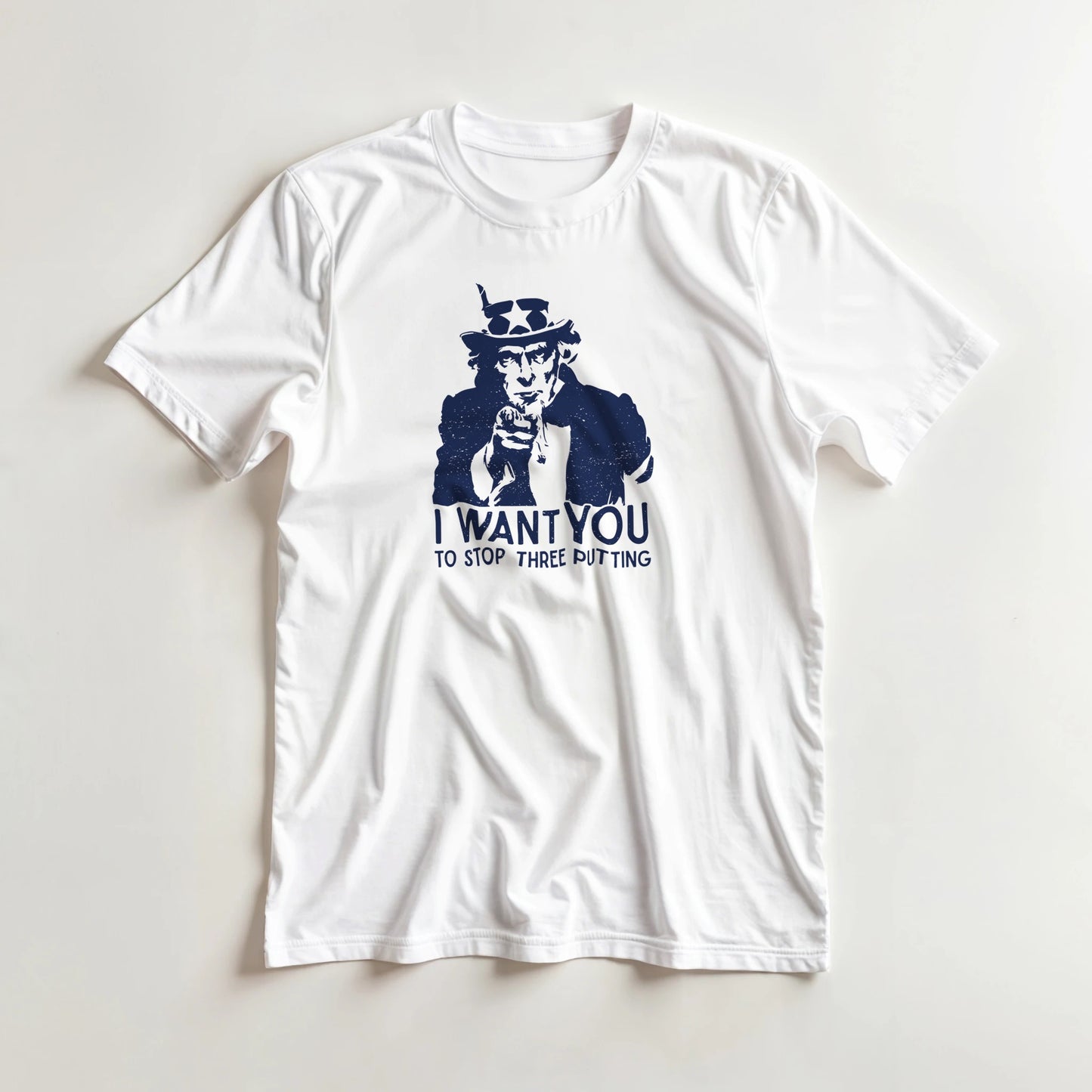 I Want You T-Shirt in White lying on a plain floor. T-shirt is a unisex cut and 100 per cent cotton.