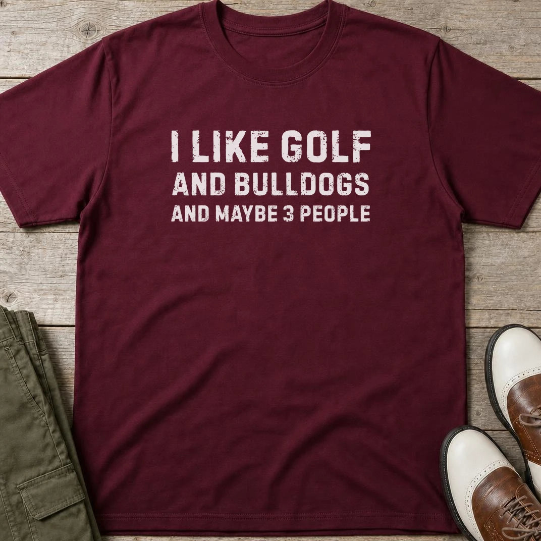 Bulldogs T-Shirt in Maroon lying on a plain floor. T-shirt is a unisex cut and 100 per cent cotton.