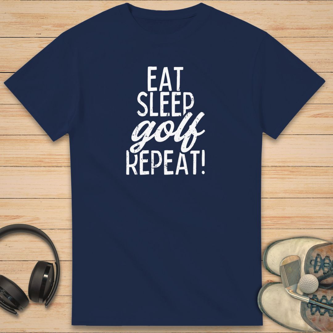 Eat Sleep Golf T-Shirt Navy