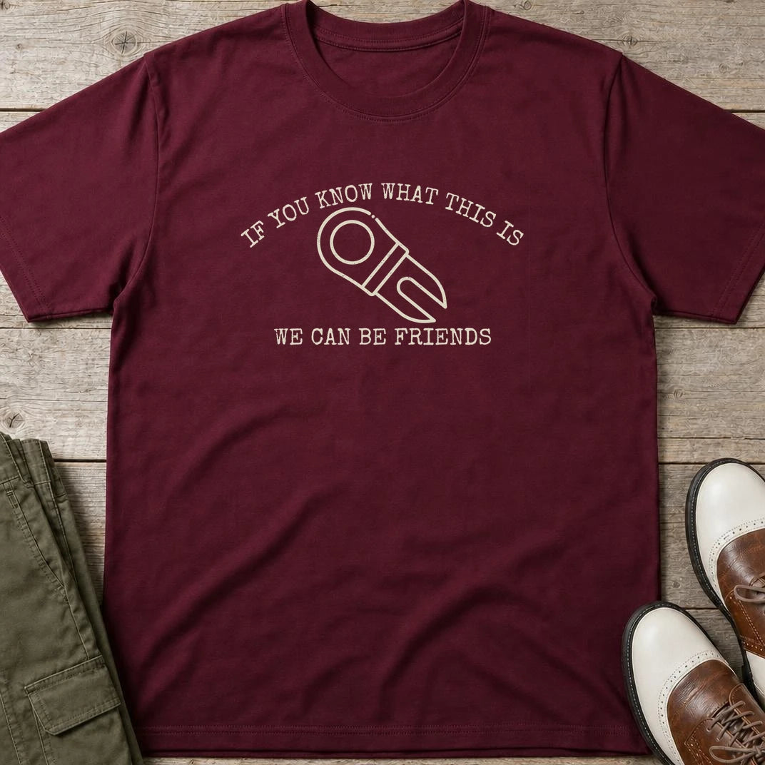 If You Know T-Shirt in Maroon lying on a plain floor. T-shirt is a unisex cut and 100 per cent cotton.