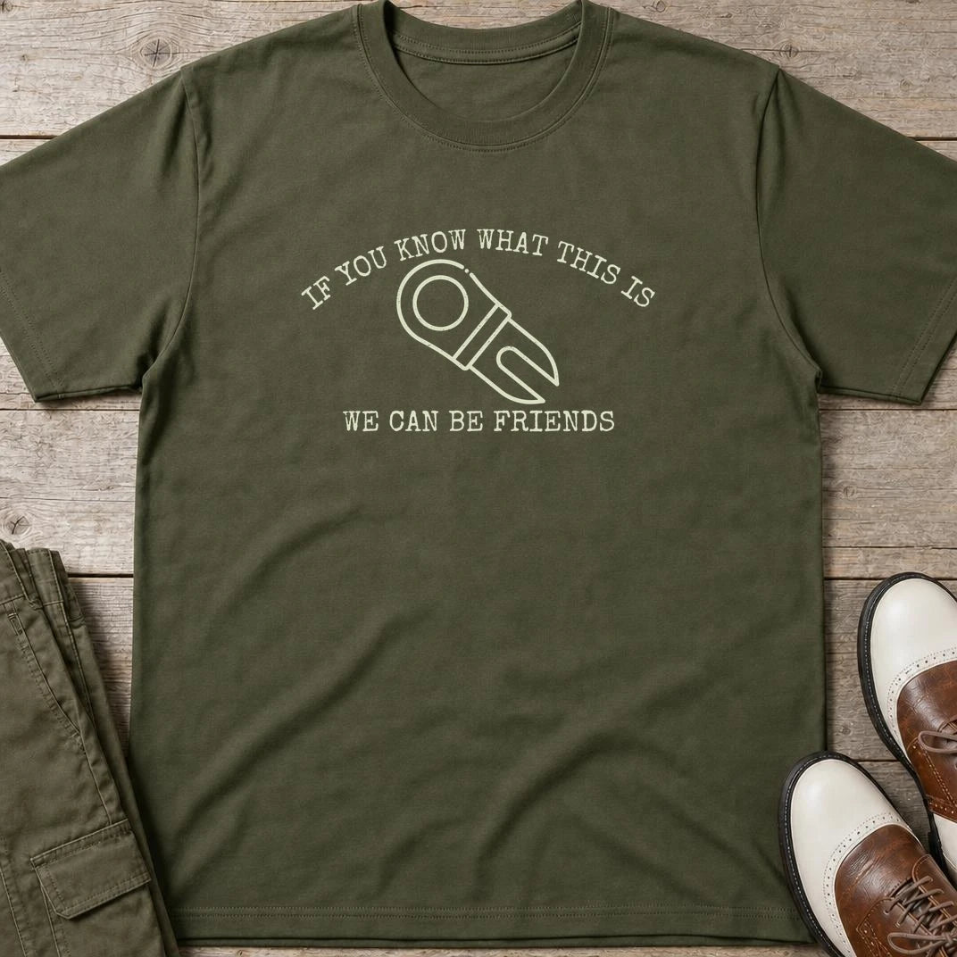 If You Know T-Shirt in Military Green lying on a plain floor. T-shirt is a unisex cut and 100 per cent cotton.