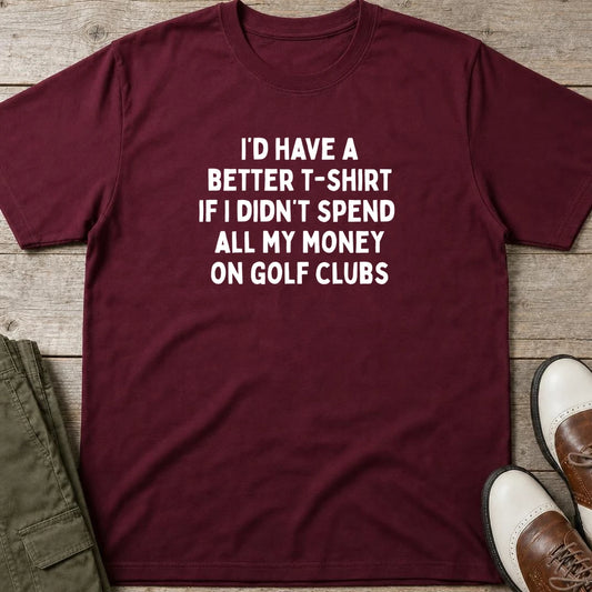 A Better T-Shirt in Maroon lying on a plain floor. T-shirt is a unisex cut and 100 per cent cotton.