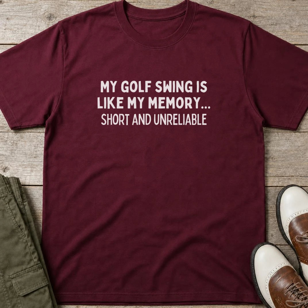 Memory T-Shirt in Maroon lying on a plain floor. T-shirt is a unisex cut and 100 per cent cotton.