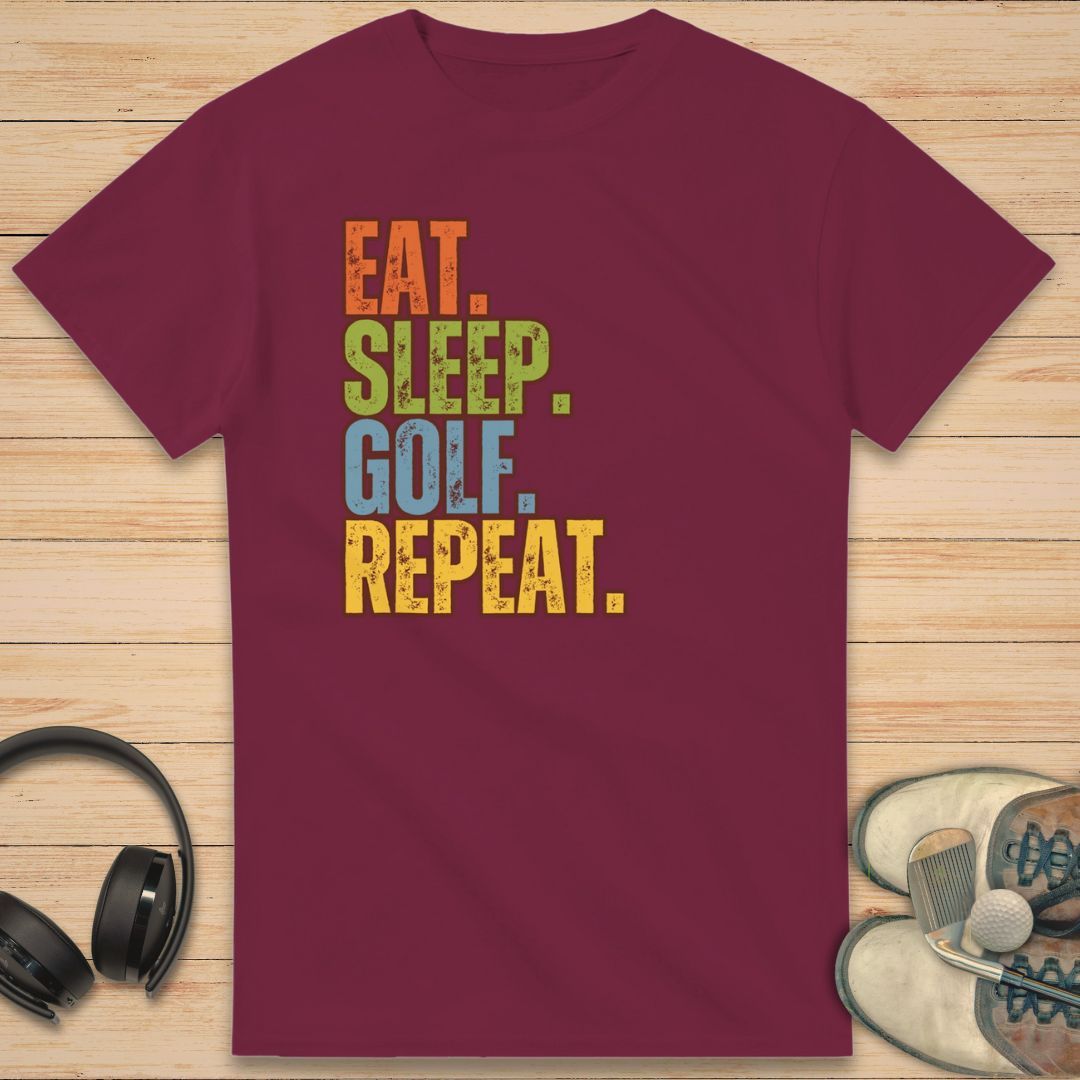 Eat Sleep Golf T-Shirt Maroon