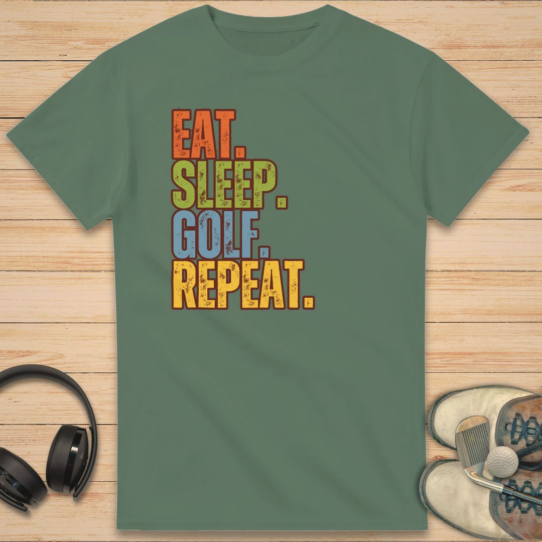 Eat Sleep Golf T-Shirt Military Green