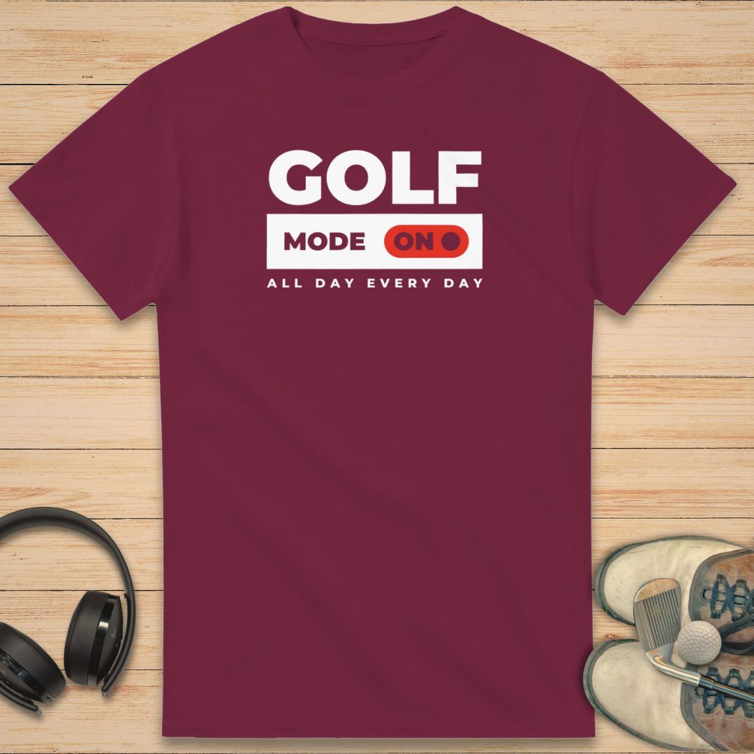 Golf Mode On T-Shirt Maroon