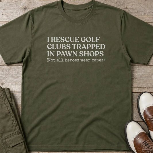 Not All Heroes T-Shirt in Military Green lying on a plain floor. T-shirt is a unisex cut and 100 per cent cotton.
