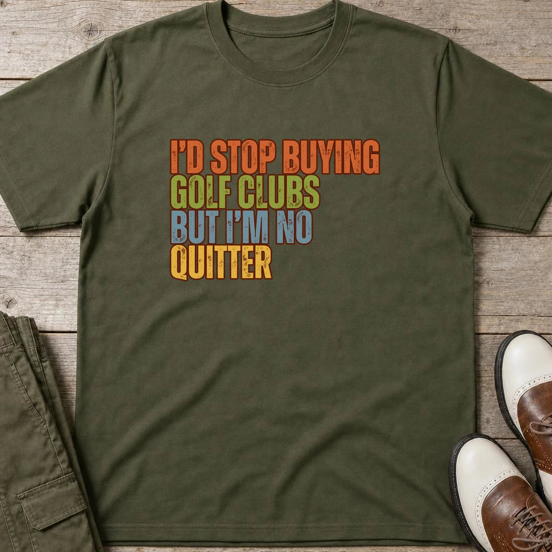 I'd Stop T-Shirt in Military Green lying on a plain floor. T-shirt is a unisex cut and 100 per cent cotton.