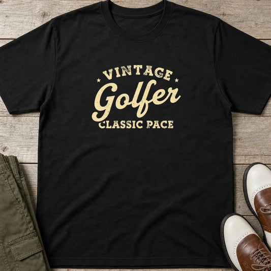 Classic Pace T-Shirt in lying on a plain floor. T-shirt is a unisex cut and 100 per cent cotton.