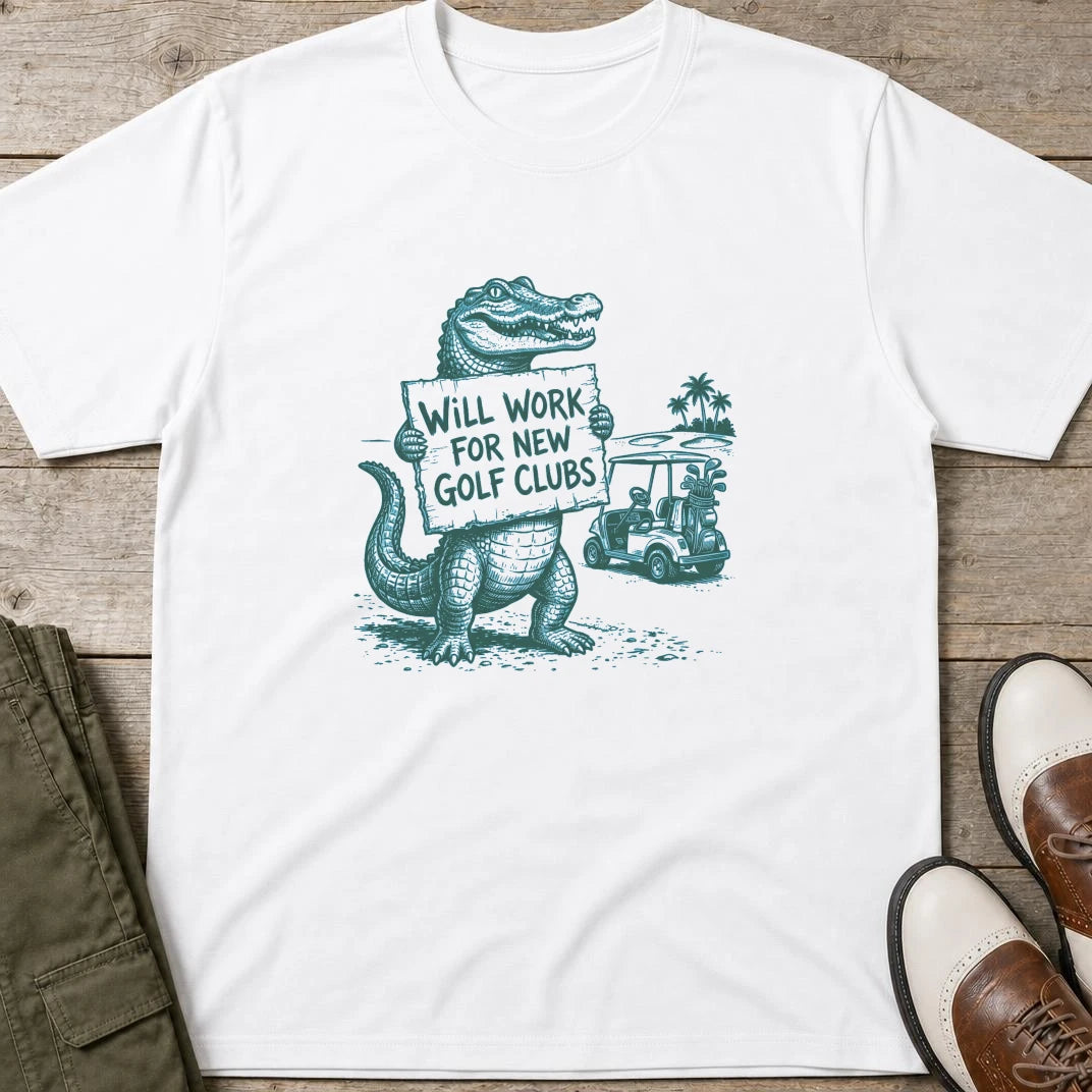 Will Work T-Shirt in White lying on a plain floor. T-shirt is a unisex cut and 100 per cent cotton.