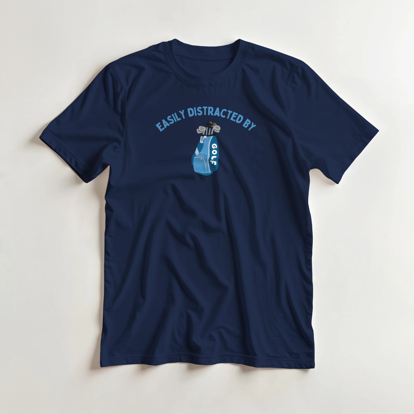 Distracted T-Shirt in 2XL lying on a plain floor. T-shirt is a unisex cut and 100 per cent cotton.