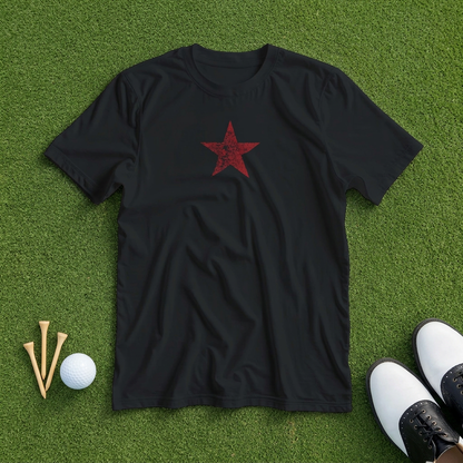 Star Rouge T-Shirt in lying on a plain floor. T-shirt is a unisex cut and 100 per cent cotton.