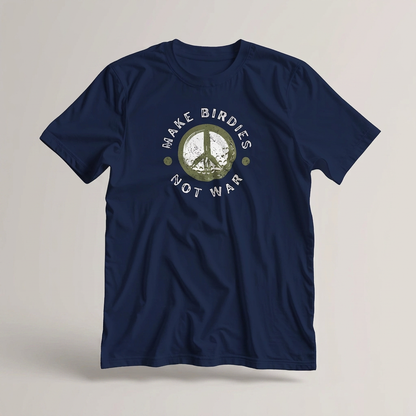 Make Birdies T-Shirt in lying on a plain floor. T-shirt is a unisex cut and 100 per cent cotton.